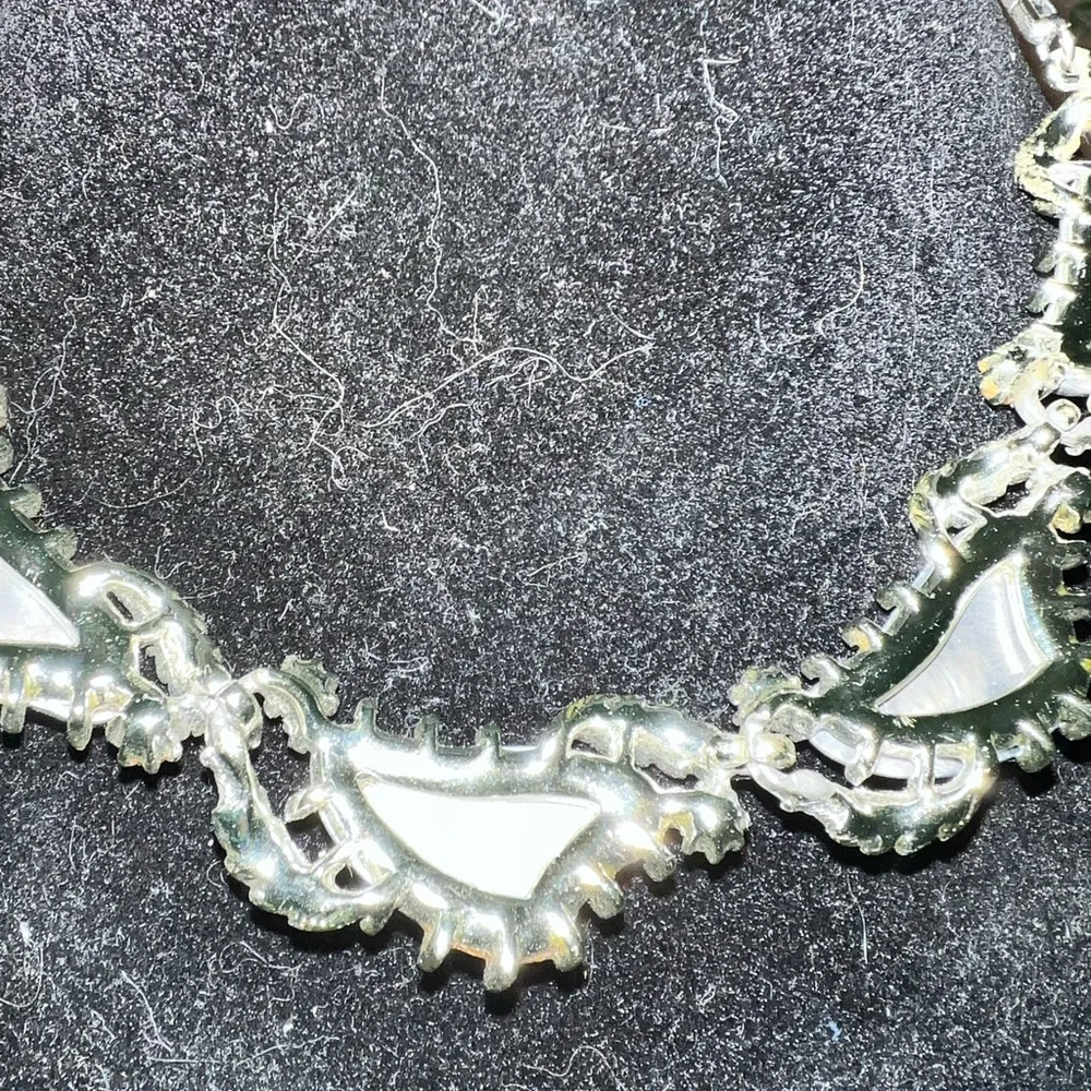 Vintage Coro grey Thermoset and faux pearl silver-tone choker style necklace.